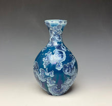 Load image into Gallery viewer, Crystalline Glazed Vase in Atlantic Storm Blue
