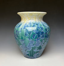 Load image into Gallery viewer, Ivory and Teal Blue Crystalline Vase
