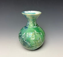 Load image into Gallery viewer, Crystalline Glazed Mini Vase in Light Green with Blue
