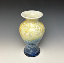 Load image into Gallery viewer, Crystalline Vase in Ivory and Blue
