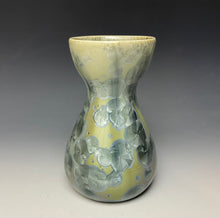 Load image into Gallery viewer, Olive and Denim Crystalline Glazed Bulb Vase
