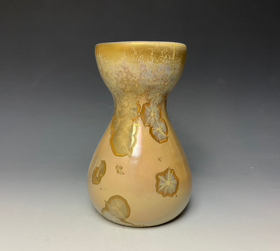 Gold Crystalline Glazed Bulb Vase