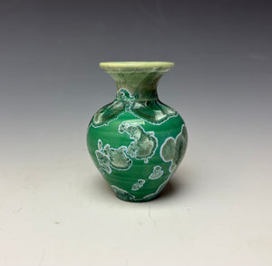 Emerald Green & Silver Crystalline Glazed Mini Vase #2