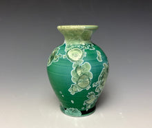 Load image into Gallery viewer, Emerald Green &amp; Silver Crystalline Glazed Mini Vase
