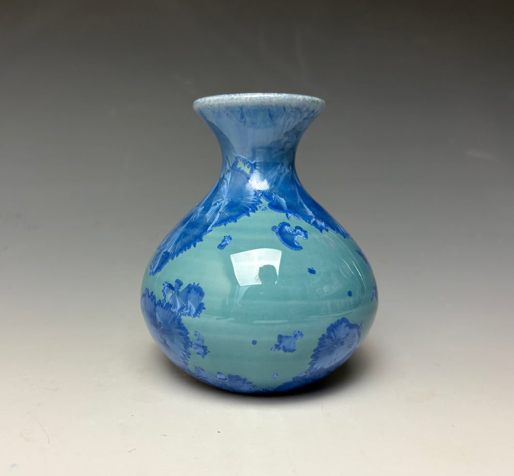 Light Teal Blue Crystalline Glazed Mini Vase 5