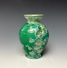 Load image into Gallery viewer, Emerald Green &amp; Silver Crystalline Glazed Mini Vase
