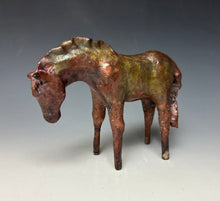 Load image into Gallery viewer, Copper Satin Raku Horse 877
