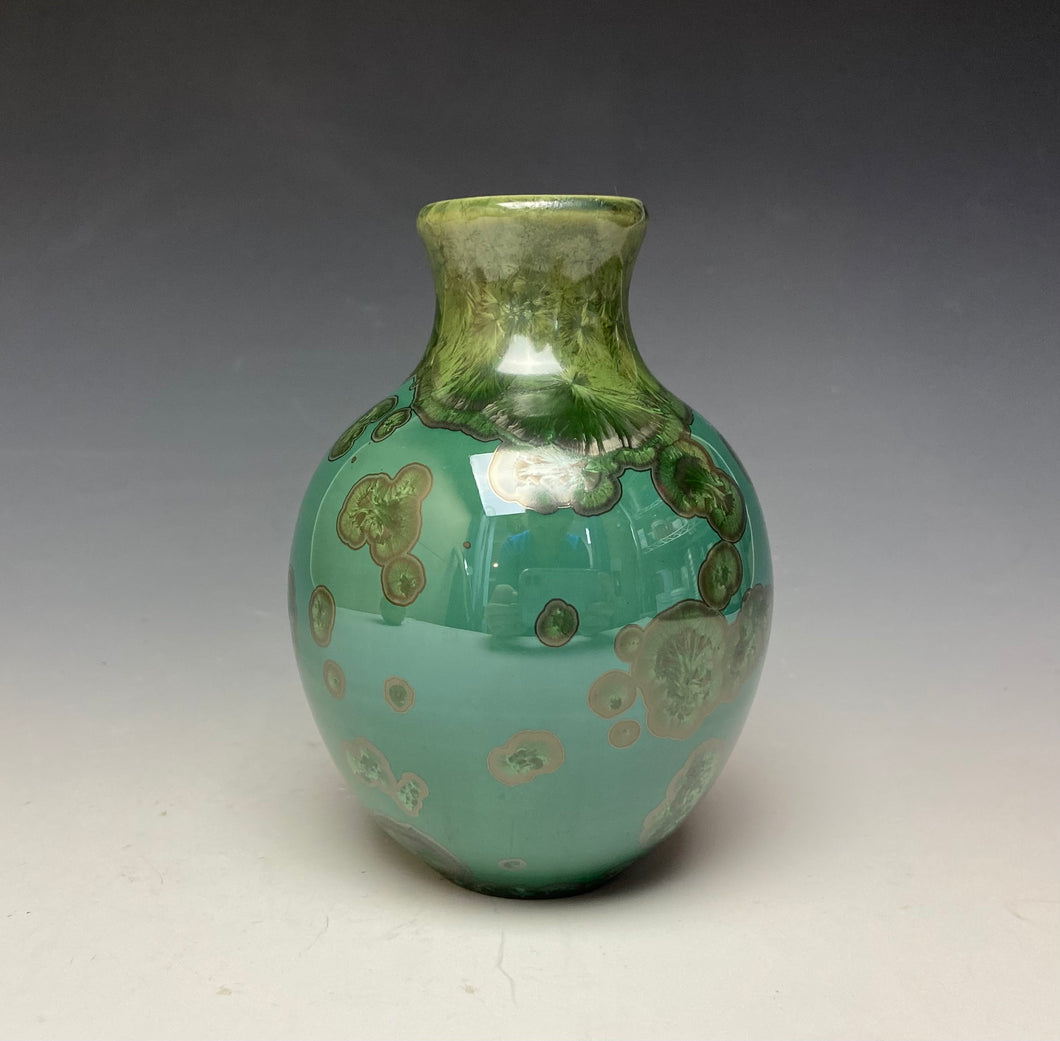 Emerald Green Crystalline Glazed Mini Vase 5