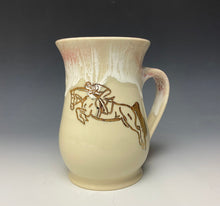 Load image into Gallery viewer, Gold Jumping Horse and Rider Mug- Rose
