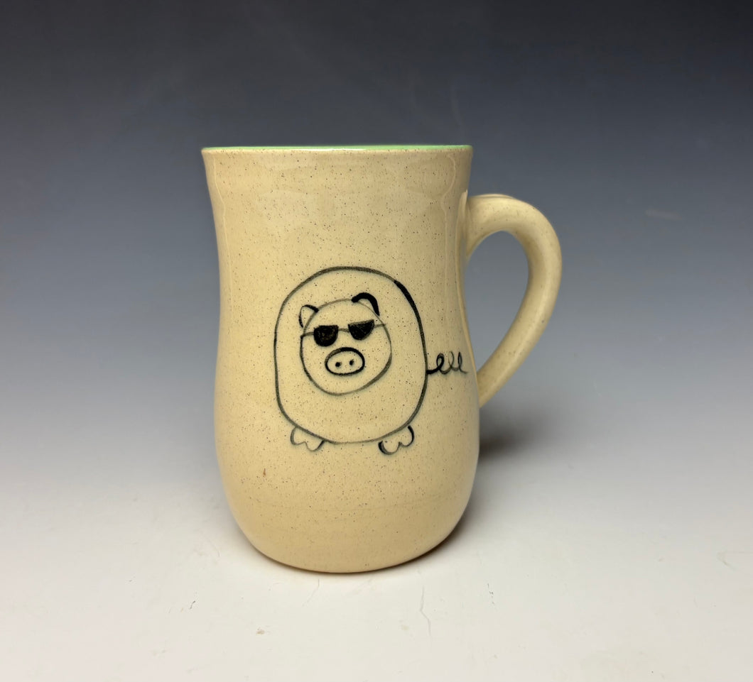 Too Cool Pig Mug- Lime Green