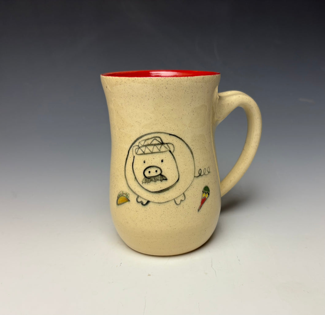 Señor Pig (with taco) Mug- Red
