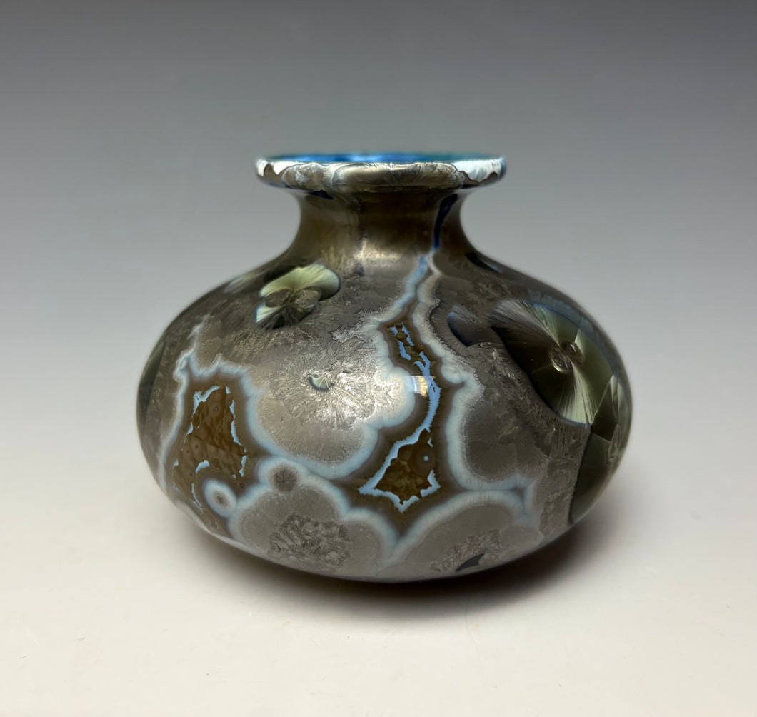 Cobalt Galaxy Crystalline Glazed Mini Vase 3
