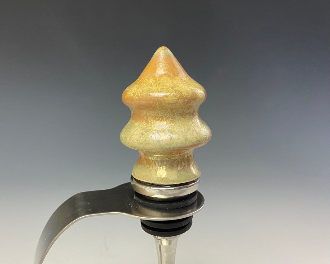 Crystalline Glazed Bottle Stopper- Gold Tree