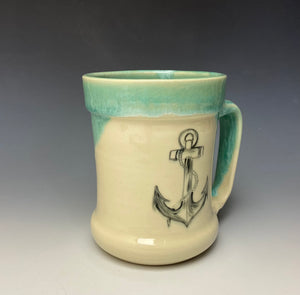 Anchor Mug- Seafoam Green #2