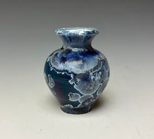 Load image into Gallery viewer, Crystalline Glazed Mini Vase in Atlantic Storm Blue
