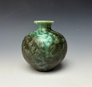 Green Galaxy Crystalline Glazed Mini Vase #2