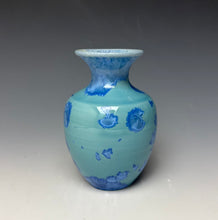 Load image into Gallery viewer, Teal Blue Crystalline Glazed Mini Vase
