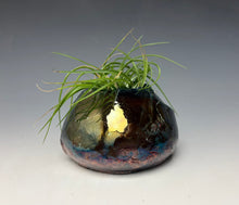 Load image into Gallery viewer, Blue Green Mini Raku AirPlant Vase
