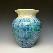 Load image into Gallery viewer, Ivory and Teal Blue Crystalline Vase

