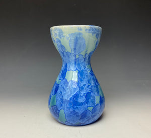 Teal Blue Crystalline Glazed Bulb Vase