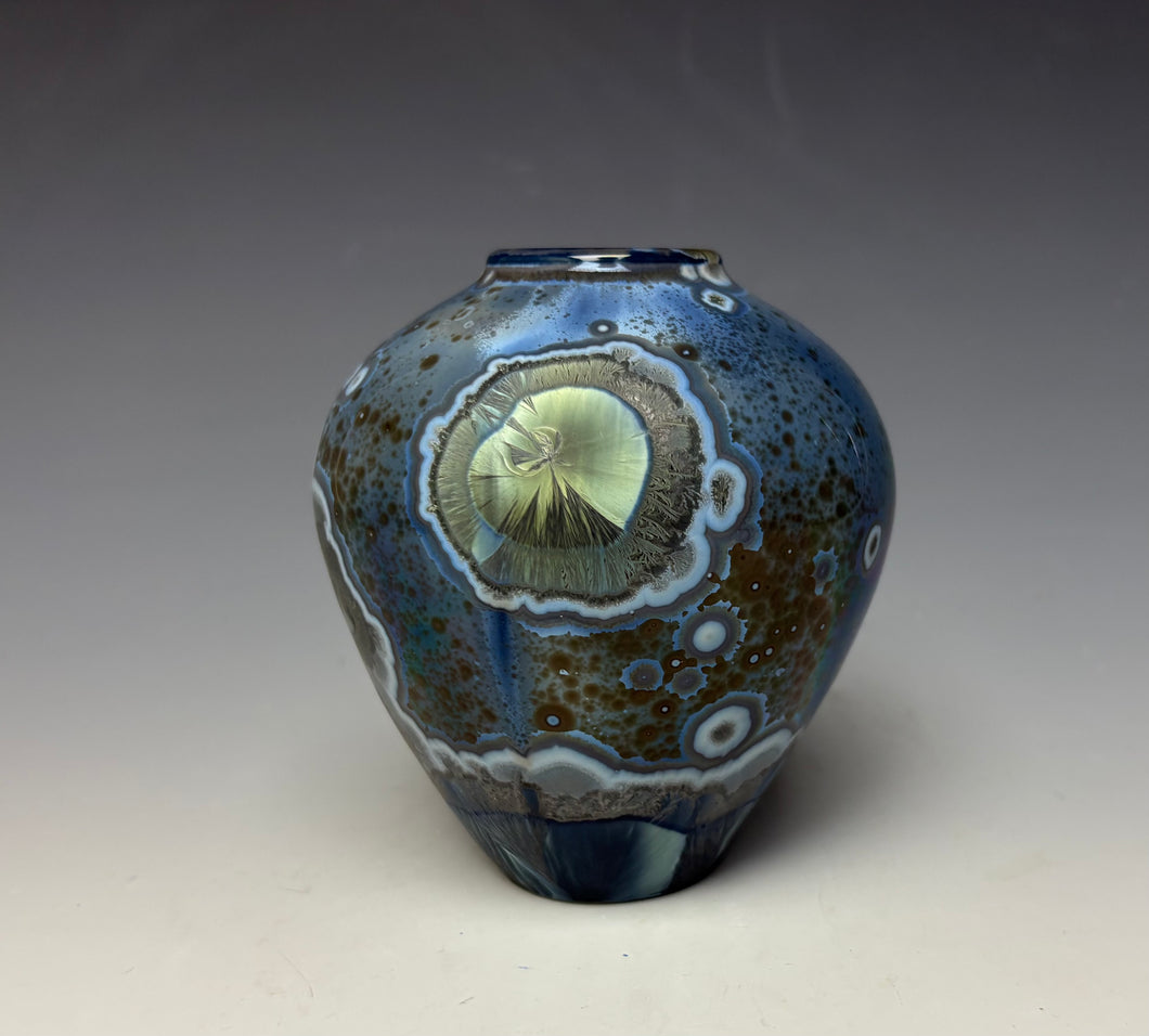 Cobalt Galaxy Crystalline Glazed Mini Vase 3