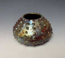 Load image into Gallery viewer, Rainbow Copper Raku Urchin AirPlant Vase #4
