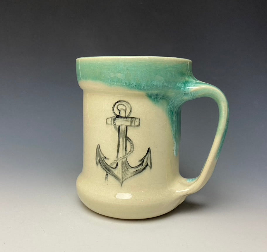 Anchor Mug- Seafoam Green