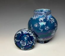 Load image into Gallery viewer, Crystalline Glazed Jar in Atlantic Storm Blue #2
