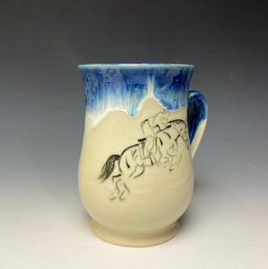 Jumping Horse & Rider Mug- Deep Blue