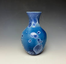 Load image into Gallery viewer, Crystalline Glazed Vase in Atlantic Storm Blue
