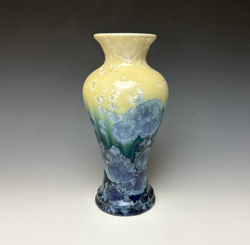 Crystalline Vase in Cream and Blue