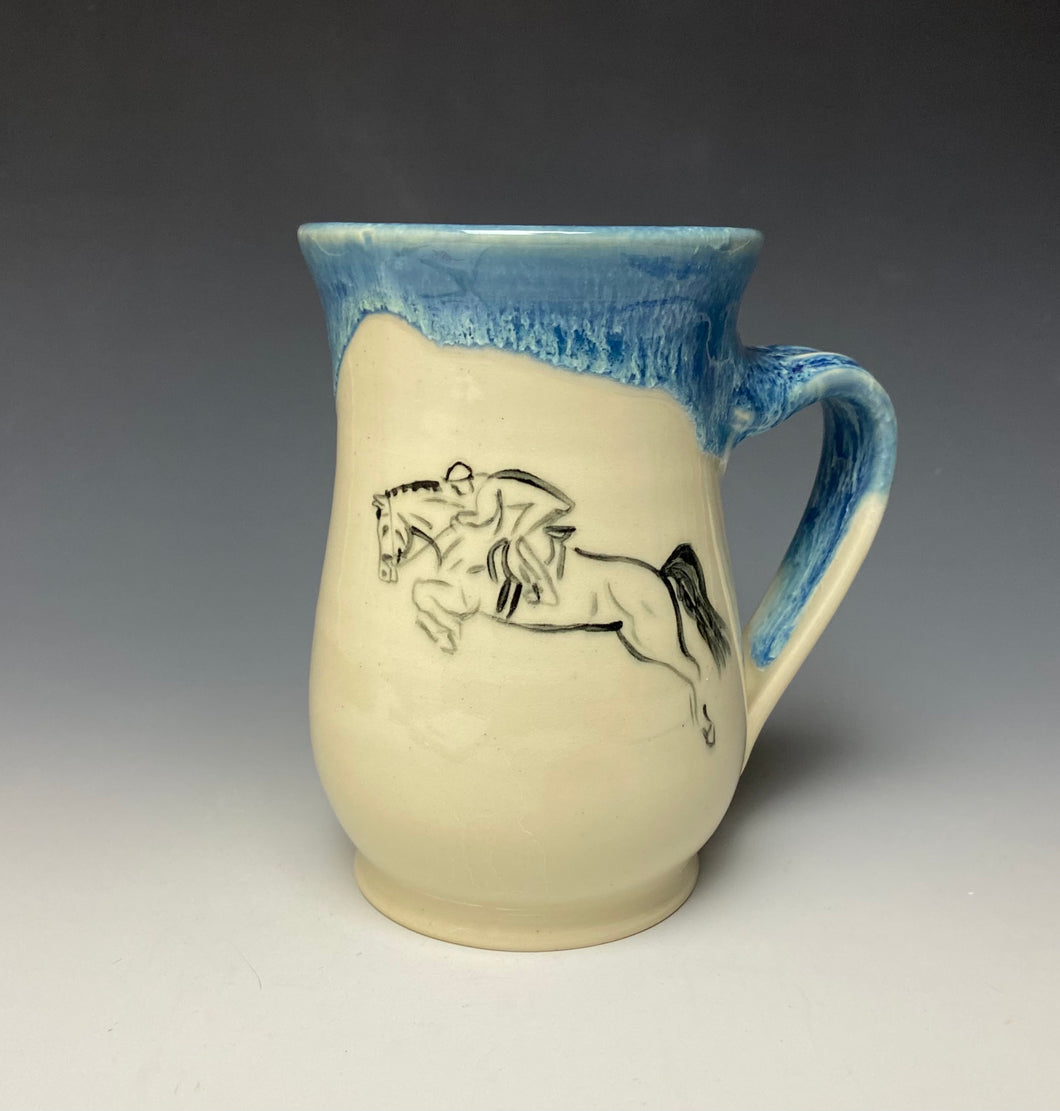 Jumping Horse & Rider Mug - Ice Blue