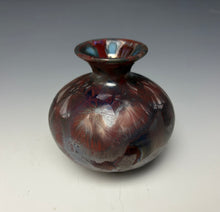 Load image into Gallery viewer, Cobalt &amp; Ruby Galaxy Crystalline Glazed Mini Vase
