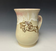 Load image into Gallery viewer, Gold Jumping Horse and Rider Mug- Rose
