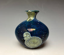 Load image into Gallery viewer, Deep Aquamarine Galaxy Crystalline Glazed Mini Vase
