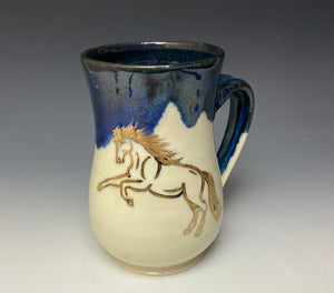 Gold Rearing Horse Mug #1- Galaxy Blue