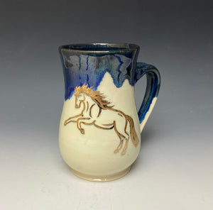 Gold Rearing Horse Mug #1- Galaxy Blue