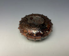 Load image into Gallery viewer, Green Copper Raku Mini Urchin AirPlant Vase #11
