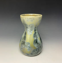 Load image into Gallery viewer, Olive and Denim Crystalline Glazed Bulb Vase
