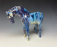 Load image into Gallery viewer, Blue and Gold Marble Horse 883
