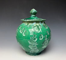Load image into Gallery viewer, Emerald Green and Teal Crystalline Glazed Jar

