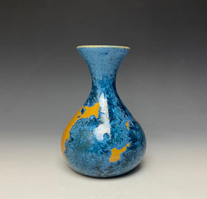 Blue and Orange Crystalline Mini Vase