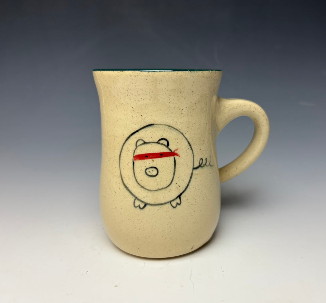 Ninja Pig Mug- Blue Green