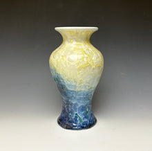 Load image into Gallery viewer, Crystalline Vase in Ivory and Blue
