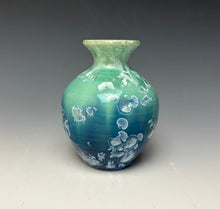 Load image into Gallery viewer, Crystalline Glazed Mini Vase in Light Green with Blue
