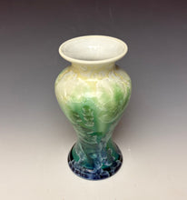 Load image into Gallery viewer, Crystalline Vase in Ivory, Green and Blue
