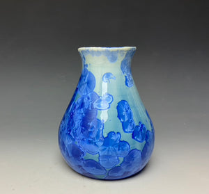 Teal Blue Crystalline Glazed Vase