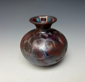 Cobalt & Ruby Galaxy Crystalline Glazed Mini Vase