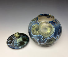 Load image into Gallery viewer, Cobalt Galaxy Crystalline Glazed Jar

