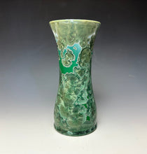 Load image into Gallery viewer, Emerald Green &amp; Silver Crystalline Glazed Vase
